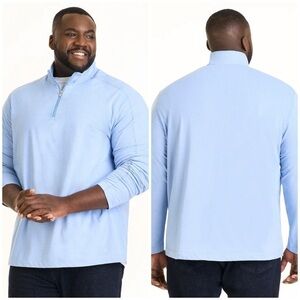Van Heusen Essential Two-Tone Quarter Zip Pullover in Bel Air Blue Size 3XL Tall
